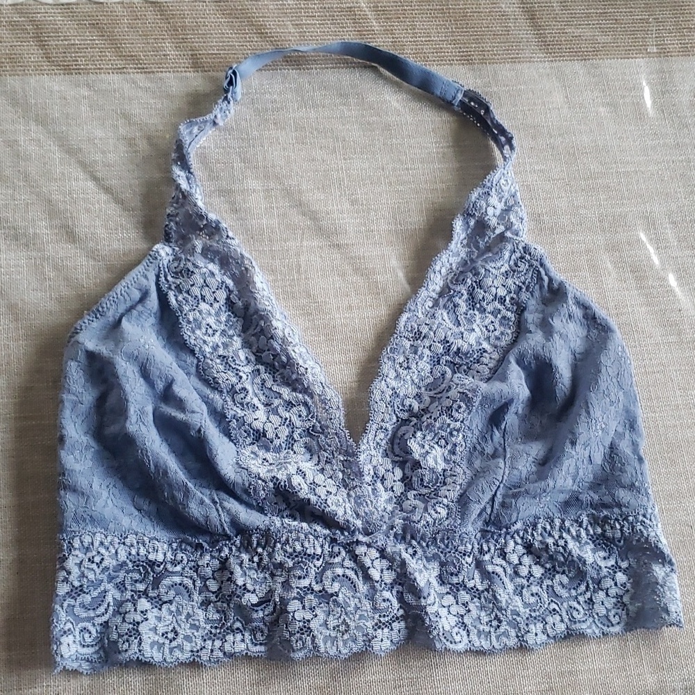 Soma blue lace halter weekend lounge bralette size L